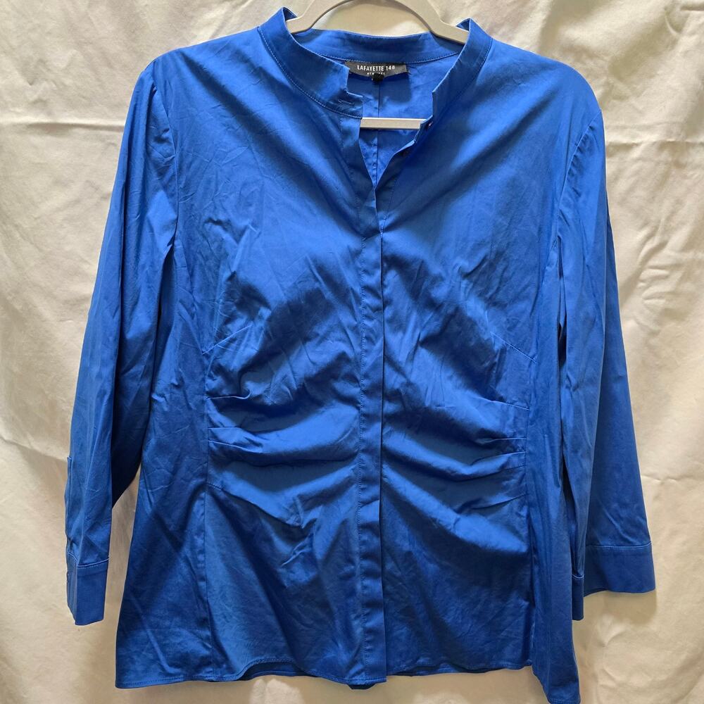 Lafayette‎ 148 New York blue button down top size 12